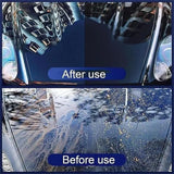 Comparison of car windshield before and after use with 'Before use' and 'After use' labels.